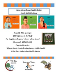CTTP Healthy Smiles Workshop 8-2-23 flyer
