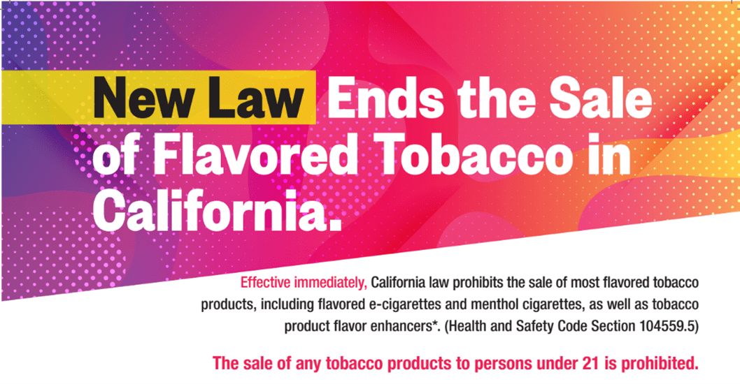 Tobacco Flavored Products Ban Graphic California Flavored Tobacco Sales Law SB 793 graphic